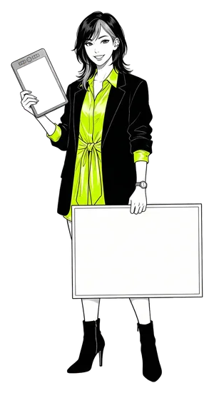A woman holding a board: Four of the nine casinos are open around the clock