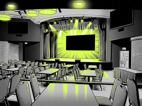 Empty show lounge stage at Cascades Casino Langley