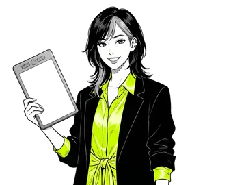 A woman holding a board, Starlight page